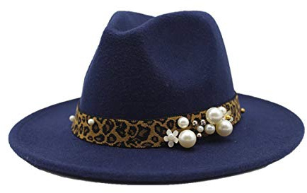 Warme Mützen, Outdoor-Kopfbedeckung, Schlafmütze, Winter-Fedoras aus Wolle for Damen, Filzhut mit breiter Krempe, Damen-Tweed, Armeegrün, Jazz-Mütze, weiblich, Leopardenmuster, eleganter Winterhut aus