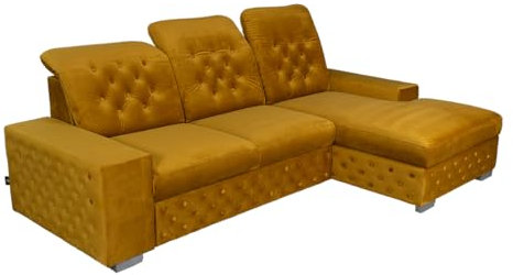Verona Idee EckSofa GITEGA mit Schalffunktion - Sofa L Form zum Entspannen Bettsofa Moderne Stil -260cm x 170cm Ideal für gesellige Zusammenkünfte Ottomane Gold