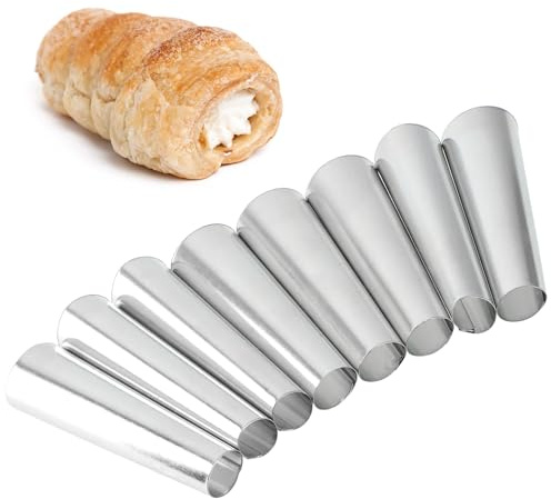 KADAX Schaumrollen-Formen Set, Runde Backformen für Sahnerollen, Traditionelles Backzubehör für Sahne Röhrchen, Schillerlockenform (8 x 9cm)