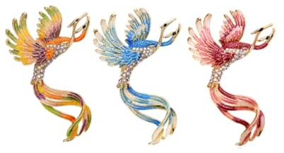 ARFUKA 3 Stück Broschen Phönix Brosche Pins Anstecknadel für Kleidung Taschen Jacken, Mehrfarbig, Klassisch, Unisex, Brosche