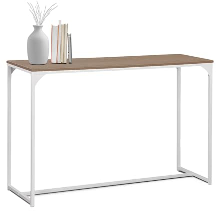 TIENDA EURASIA - Mueble Recibidor para la Entrada | Diseño Nórdico | Covnsola Entrada | Estructura de Metal con Madera MDF | Medidas 120 x 39 x 79 cm (Blanco y Madera)