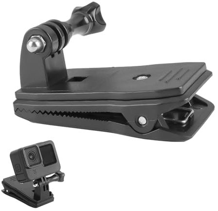 Teuena 360° Rotational Backpack Strap Mount Quick Clip for Hero 12 11 10 9 8 7 6 5 4 3+ 2 Session, Backpack Shoulder Clip Mount Clamp Body Cam Holder, Action Camera Accessories (Black)