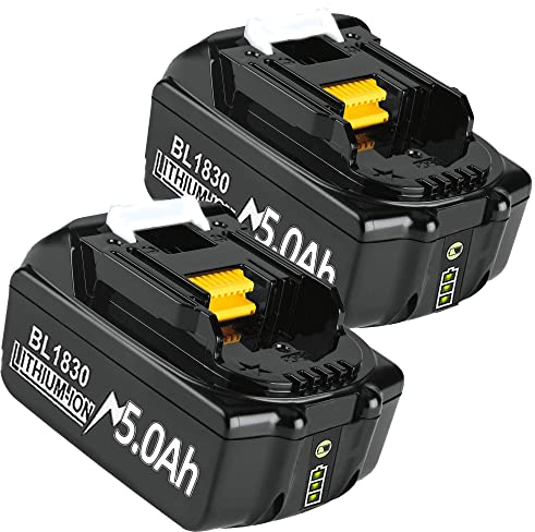 2X 18V 5,0Ah Ersatzakku für Makita Akku BL1830 BL1850 BL1860 BL1860B BL1850B BL1830B BL1840 BL1820 BL1815 BL1835 BL1845 194205-3 LXT-400 with LED Indikator