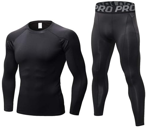 BEGIANT Ensemble de sous-vêtements Thermiques Homme en Compression Haut Manches Longues & Pantalon Respirant pour Ski Cyclisme et Sport d'hiver Garde au Chaud