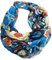 J26 Blumen Mandala Farbverlauf Seide Sommer Loop Verlauf Regenbogen Rainbow Silk Uni Rundschal Schlauchschal Stola Schal leicht (Kreis A Blau)