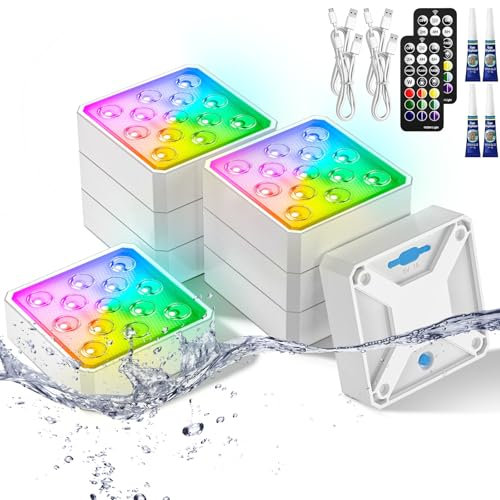 LOFTEK Pool Lights, Rechargeable & Magnetic Submersible LED Lights w/Remote