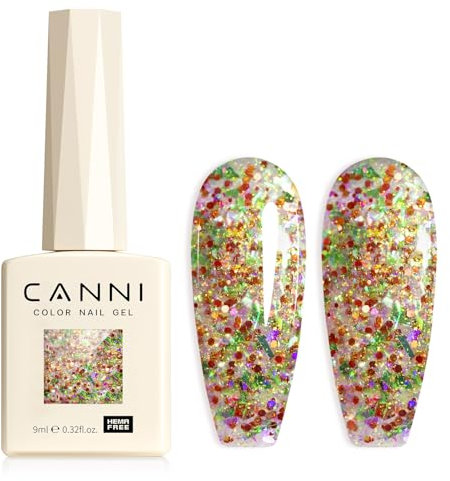 CANNI UV Gel Nagellack Glitzer Nagellack Gel Nail Polish Farbgel für Gelnägel UV Lack Soak Off gellack für UV Lampe 8073
