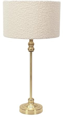 ValueLights | Gold Metal Candlestick Table Lamp with Cream Boucle Shade Bedside Light | Table Lamps, Home Décor & Improvement Essential | Included LED Bulb