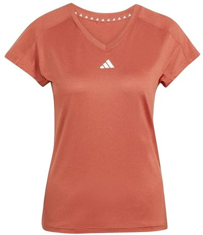 adidas Damen AEROREADY Train Essentials Minimal Branding V-Neck Tee, Altered Amber/White, L