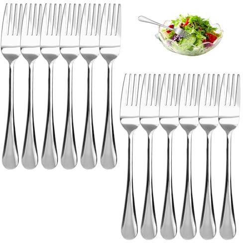 Lot de 12 Fourchettes De Table Inox 20,4 x 2,6 cm, À Dessert Polies Miroir, Facile à Nettoyer et Lavable pour La Maison, Le Restaurant, Les Repas Quotidiens, l'Hôtel