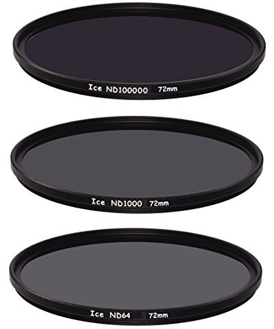ICE Extreme ND-Filter-Set ND100000, ND1000, ND64, Graufilter, 16,5, 10, 6-Stop, optisches Glas (72 mm)