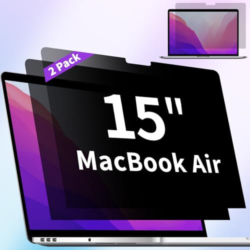 ANTOGOO V 2 Stück Sichtschutz kompatibel mit MacBook Air 15 Zoll Displayschutzfolie (2023-2025, M2, M3, M4 Chip), Anti-Blaulicht-Blendung & Anti-Kratz-Computer Sichtschutz für Mac Air 15,3 Zoll