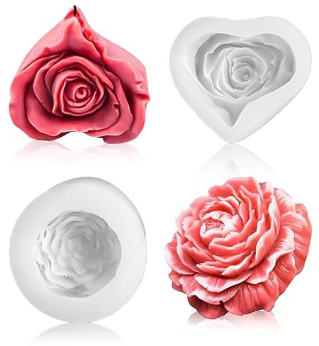 2 Pièces Moule Silicone Bougie Fleurs Moules pour Bougies Peut Etre Utilisé pour Fabriquer des Bougies de L'aromathérapie du Savon des Bonbons des Desserts et des Décorations D'intérieur
