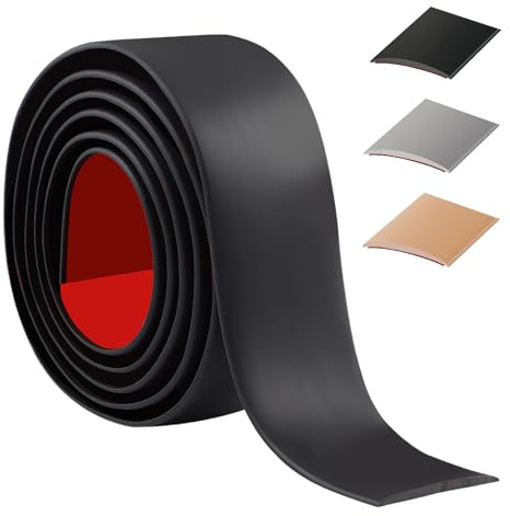 200cm Striscia di soglia Autoadesivo,Flessibile Profilo di Transizione PVC, Strisce di Transizione Per Soggiorno,Transizione del pavimento Per Unire Le Fughe Del Pavimento/Piastrelle(5cm，Nero）