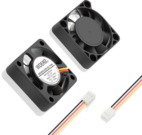 WDERAIR 40mm x 10mm 12V DC Brushless Cooling Fan High Speed 4500RPM 3Pin for Radiator/Electronics/DIY Replacement Cooling, Small Electric Ventilation Projects (1.5 Inch, Black，2Pack)
