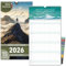 Familienkalender 2026 5 Spalten ZIELE Familienplaner 2026 mit STICKER Urlaub Recycling Ferien Wandplaner 2026 Wandkalender 23 x 43cm inkl. Okt-Dez 2025, Pflanzkalender, Motivation Sprüche Mut