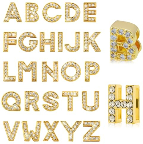Buchstaben Anhänger mit Strasssteinen 8mm Große Buchstaben Anhänger mit Strasssteinen von A-Z zur Schmuckherstellung Kristall Alphabet Anhänger für Selbstgemachte Halsketten Choker Armbänder