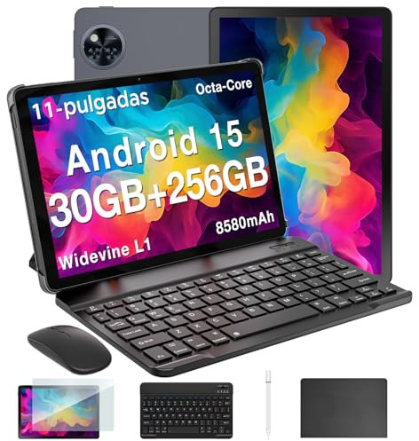 DOOGEE U11 Pro Android 15 Tablet con Teclado y Lápiz, 30GB+256GB/2TB Tablet 11 Pulgadas Octa-Core con Funda & Raton, 8580mAh/ 90Hz/ Widevine L1/Dobles Altavoces/WiFi 5/13MP+5MP/Face ID Tableta Grande