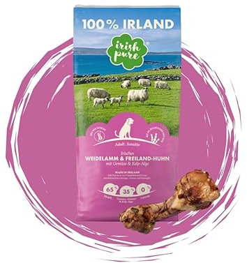 Irish Pure Adult – Weidelamm & Freiland Huhn 12kg + Power Bone - Hypoallergen & getreidefrei - Sparpaket für ausgewachsene Hunde - Premium-Hundefutter + Snack im Vorteilspaket