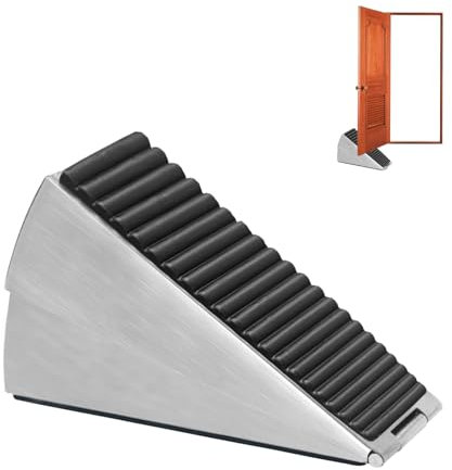 Schwerer Türstopper, stärkster großer Edelstahl-Feder-Türstopper, hohes Türgewicht bis zu 7,6 cm, rutschfester Gummigriff, verstellbarer Türkeil (1 Packung) (Silber)