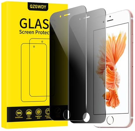 QZGWDY 2 Pack Privacy Screen Protector for iPhone 8 Plus/7 Plus, Bubble-Free, Durable, 9H Hardness Glass
