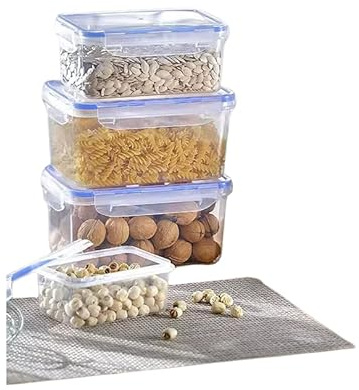 BrixStation Plastic Airtight Food Storage Container, Set of 4 Leakproof Stackable Food Container Clip-Close Lid Budget BPA Free Reusable Meal Prep Lunch Boxes, Dishwasher, Microwave Freezer Safe