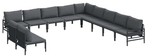 vidaXL Garden Sofa Set 11 pcs Anthracite Steel, Elegant Outdoor Furniture, Garden Set, Comfortable Patio Ensemble for Relaxing Lounge, and Modern External Arrangements