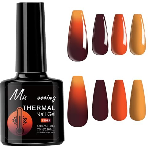 Virellay Temperaturwechselnder UV Gel Nagellack - Langanhaltender Color Changed Gelb Orange Gellack für UV/LED Lampe, Soak Off UV/LED Nail Art Gel Lack - Geeignet für Frauen DIY Nageldesign, 7.5 ML