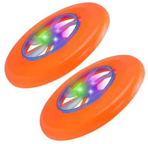 Mikinona 2PCS Night Luminous Flying Saucer Discs Educational Outdoor Interactive for Family Sports and Recreational Play
