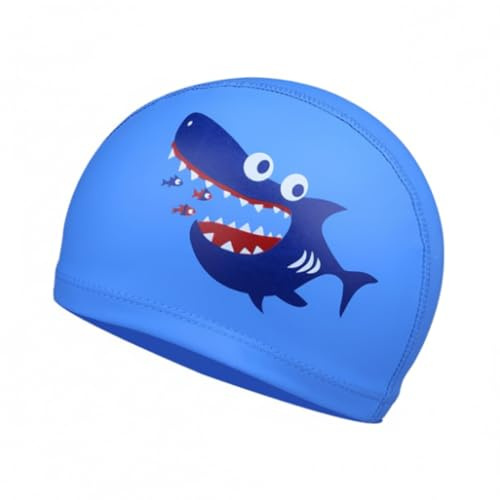 YIPFEN Bonnet de Bain Enfant 4-10 Ans, Bonnet Piscine Garçon Fille Motif Requin Bleu Clair, Protection Cheveux Étanche et Confortable pour Natation