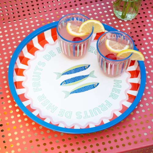 Talking Tables Large Round Serving Tray Sardine Fish Design 30cm Tin