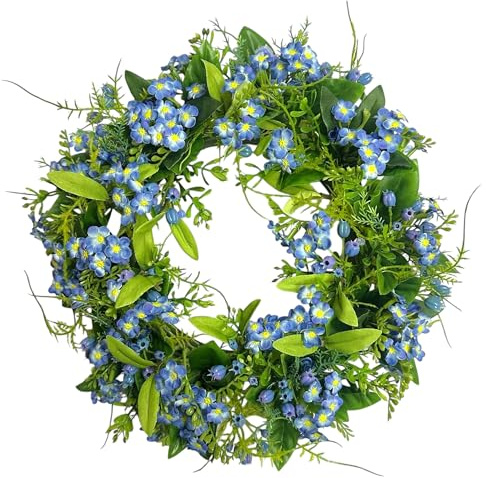 Künstlicher Vergissmeinnicht-Kranz Ø 30cm, Blumenkranz Türkranz Deko