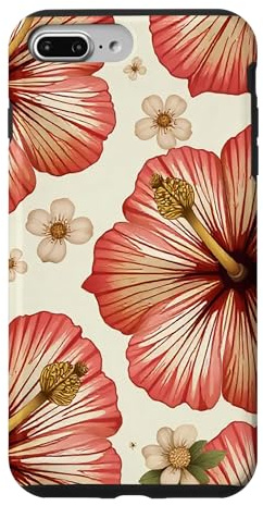 Vintage Red Hibiscus Floral Flowers Case for iPhone 7 Plus/8 Plus