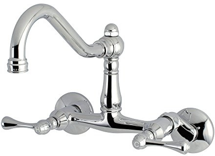 Kingston KS3221BL Wall Mount Bridge Kitchen Faucet, Polished Chrome