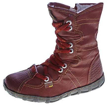 TMA Leder Stiefeletten Damen Rot Köchel Schuhe echt Leder Winter Stiefel gefüttert Gr. 37