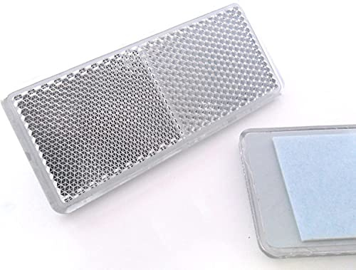 2X Weiß Reflektoren 90mm x 40mm - Rückstrahler Katzenaugen Rückleuchten Selbstklebend -Wohnwagen und Anhänger