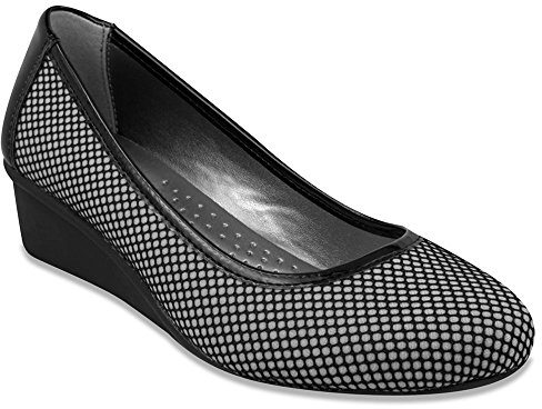 LONDON FOG Chester Neopren-Keilabsatz, schwarz (netzstoff), 39 EU