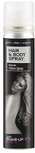 Smiffys Haarund Körperspray, Silber, Glitzer, 75ml Dose Halloween