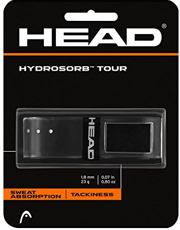HEAD Hydrosorb Tour Tennis Replacement Grip - Tacky Racquet Handle Grip Tape - Black
