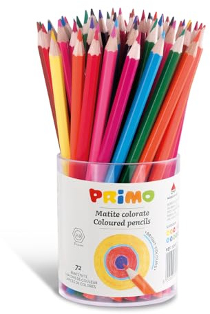 PRIMO - Bunstifte für Kinder ab 3 Jahren mit Mine, Ø 2,9 mm, in Dose, 72 Stück in 12 Volltonfarben, Verwischbar, Kinderfarben zum Ausmalen, Kreative Arbeiten und für Hobby, Stifte-Set für Schreibwaren