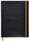 RHODIA 117502C - Black Flexible Notebook - 19x25 cm - Lined - 160 pages - Clairefontaine Ivory Paper 90 g/m - Bookmark, Elastic Closure - Faux Leather Cover - Rhodiarama Collection