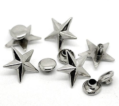 SiAura Material ® - 5 Stück Sternen Ziernieten 14x13mm