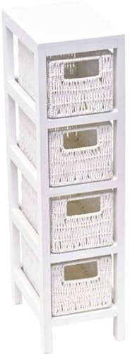 Tendance - Möbel mdf weiss 4 körbe papiergeflecht - weiss