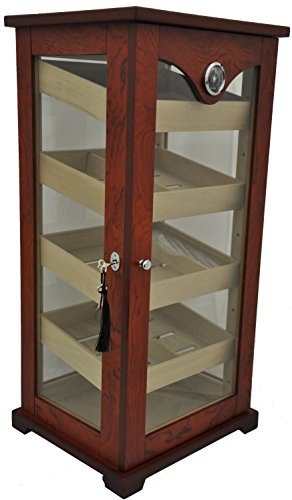 HUMIDORO Humidor - Schrank für 100 Zigarren - Zedernholztablett - 4 Ebenen - GLASTÜR UND Seiten AUS Glas