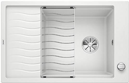 BLANCO ELON XL 6 S-F | Granitspüle aus SILGRANIT weiß | [77x49x20,2 cm] | für 60 cm breite Unterschränke | Einbauart: Flächenbündig | Reinigungsfreundliche Öberfläche | reversibel