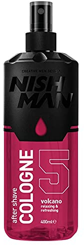 NISHMAN Aftershave Cologne 05 - Volcano 400ml – Refreshing After Shaving Spray Lotion for Men - Scent of Creamy Heliotrope Flower & Oriental Hibiscus - Mens After Shave Cologne