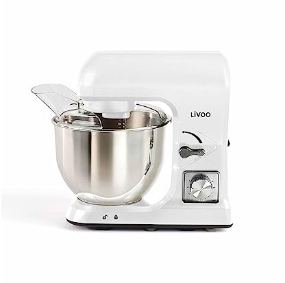 Livoo feel good moments DOP190W Livoo, multifunktional, weiß, 1000 W, 6 Geschwindigkeiten + Pulsfunktion, Schüssel aus Edelstahl, 5 l, mit Handmixer Küchenmaschine, Kunststoff