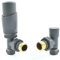 Hot Flow Grey Cascade Angled Modern TRV Thermostatic Radiator Valve (Pair) Includes Angled TRV Body & One Lock Shield for Quick & Easy Temperature Control. Perfect for Energy Saving.
