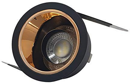UKEW LED Recessed Ceiling Downlight - Rose Gold Reflector with Black Rim Bezel GU10 Spotlight - Lights Fitting for Bedroom Dining Living Room Lighting