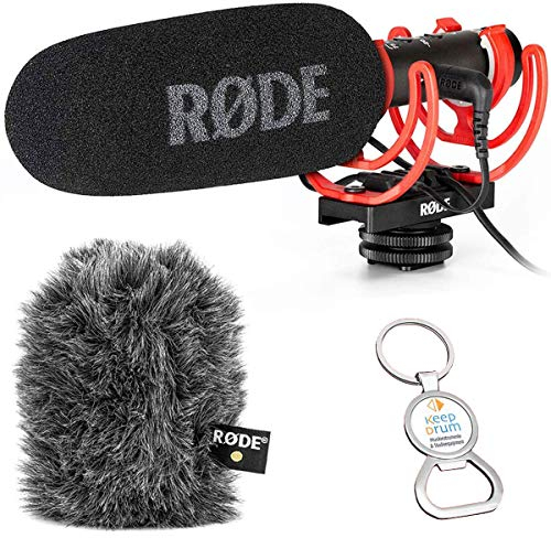 Rode Videomic NTG Camera Microphone + WS11 Fur Wind Shield + Keepdrum Bottle Opener